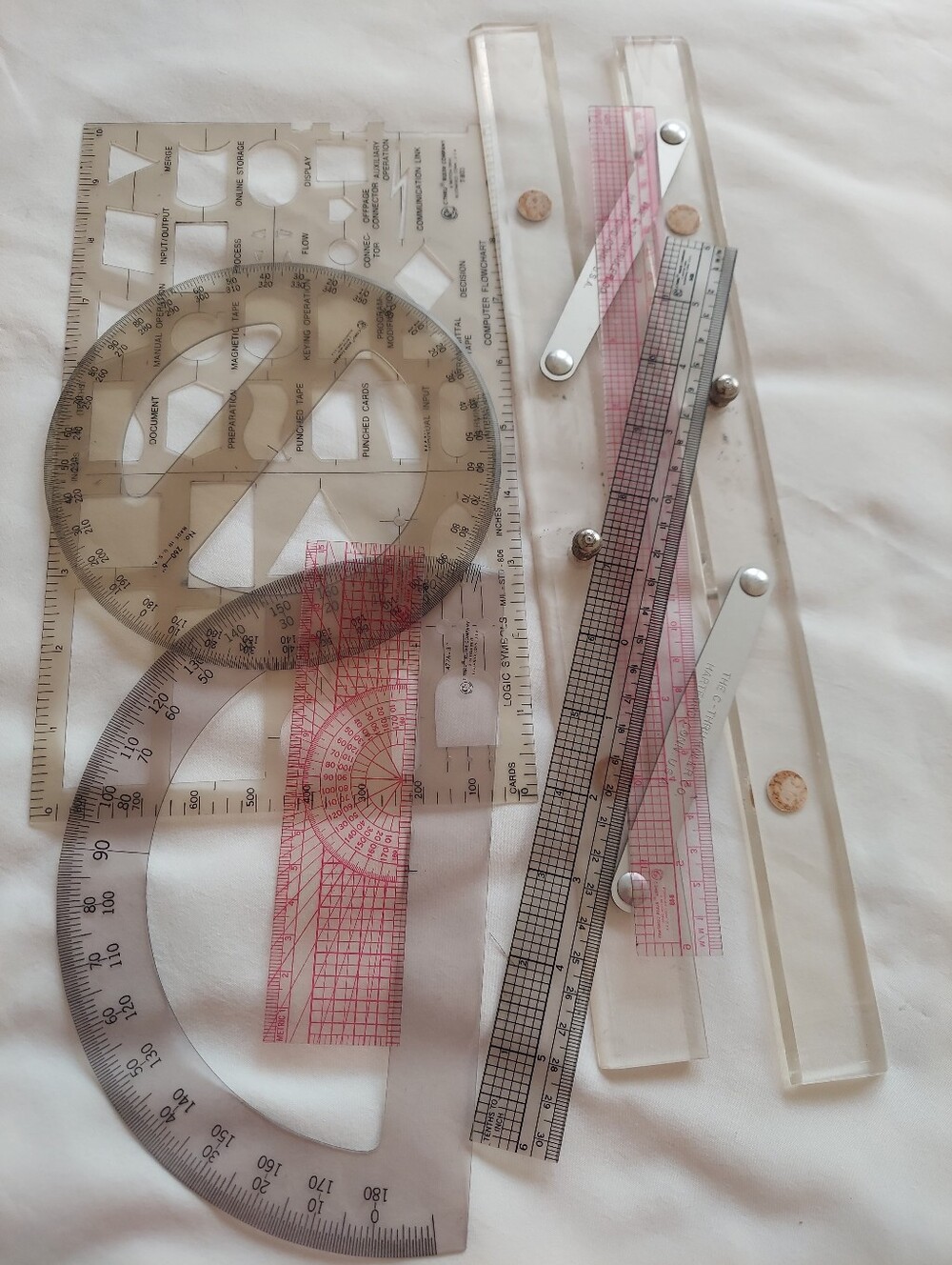 Vintage C Thru Ruler Co. - Drafting Tools Lot - 7 Pieces - variety- See Details